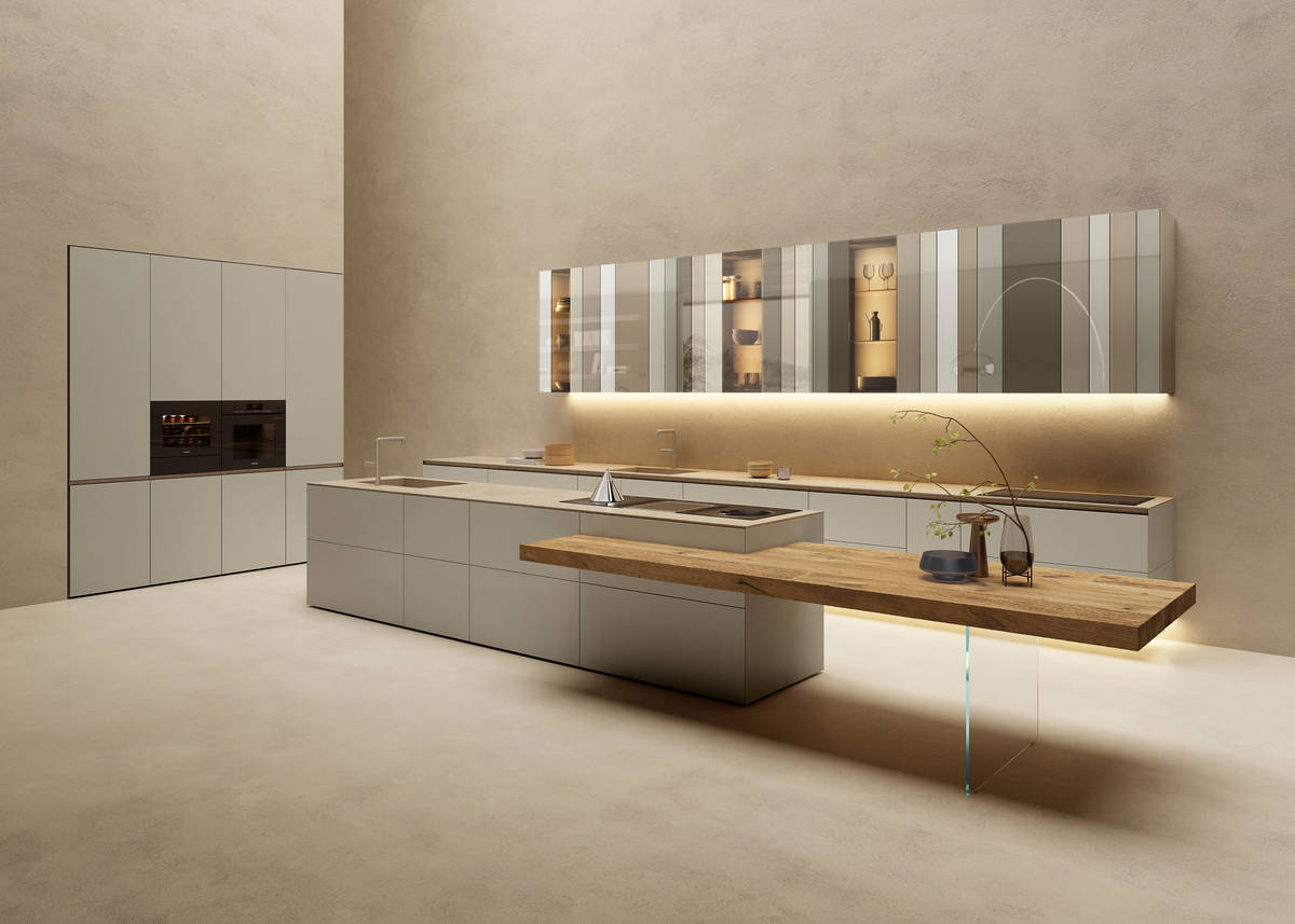 kitchen island with glass wall unit | N.O.W. Kitchen | LAGO kitchen island with glass wall unit | N.O.W. Kitchen | LAGO