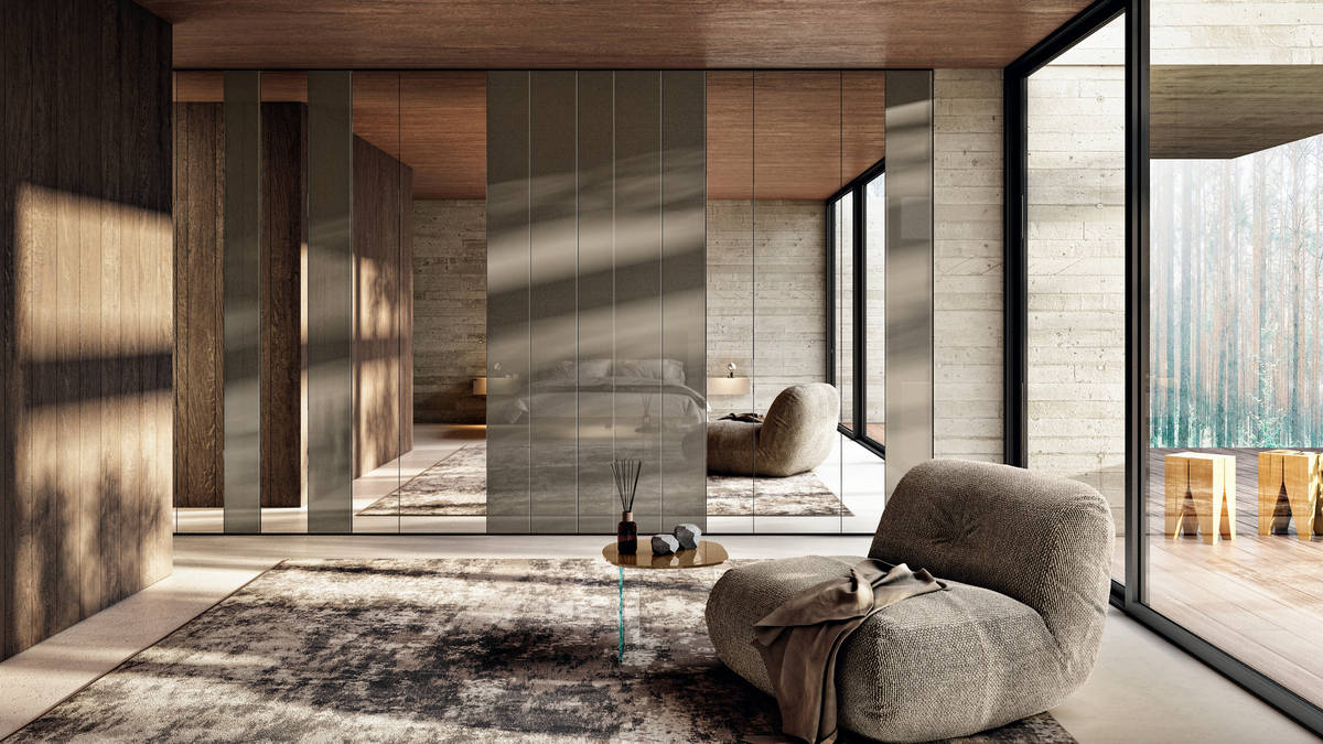 armoire en verre avec portes en miroir | Armoire N.O.W. | LAGO armoire en verre avec portes en miroir | Armoire N.O.W. | LAGO