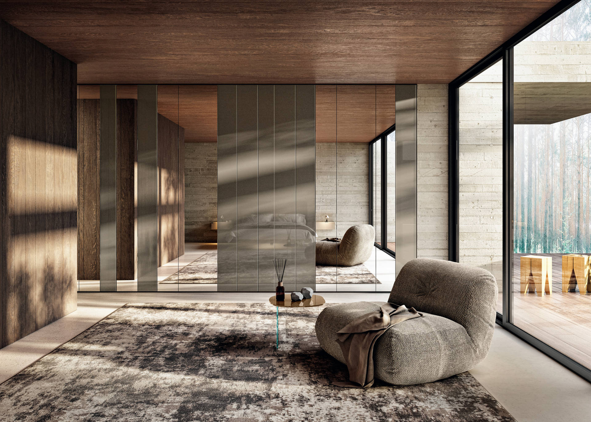 armoire en verre avec portes en miroir | Armoire N.O.W. | LAGO