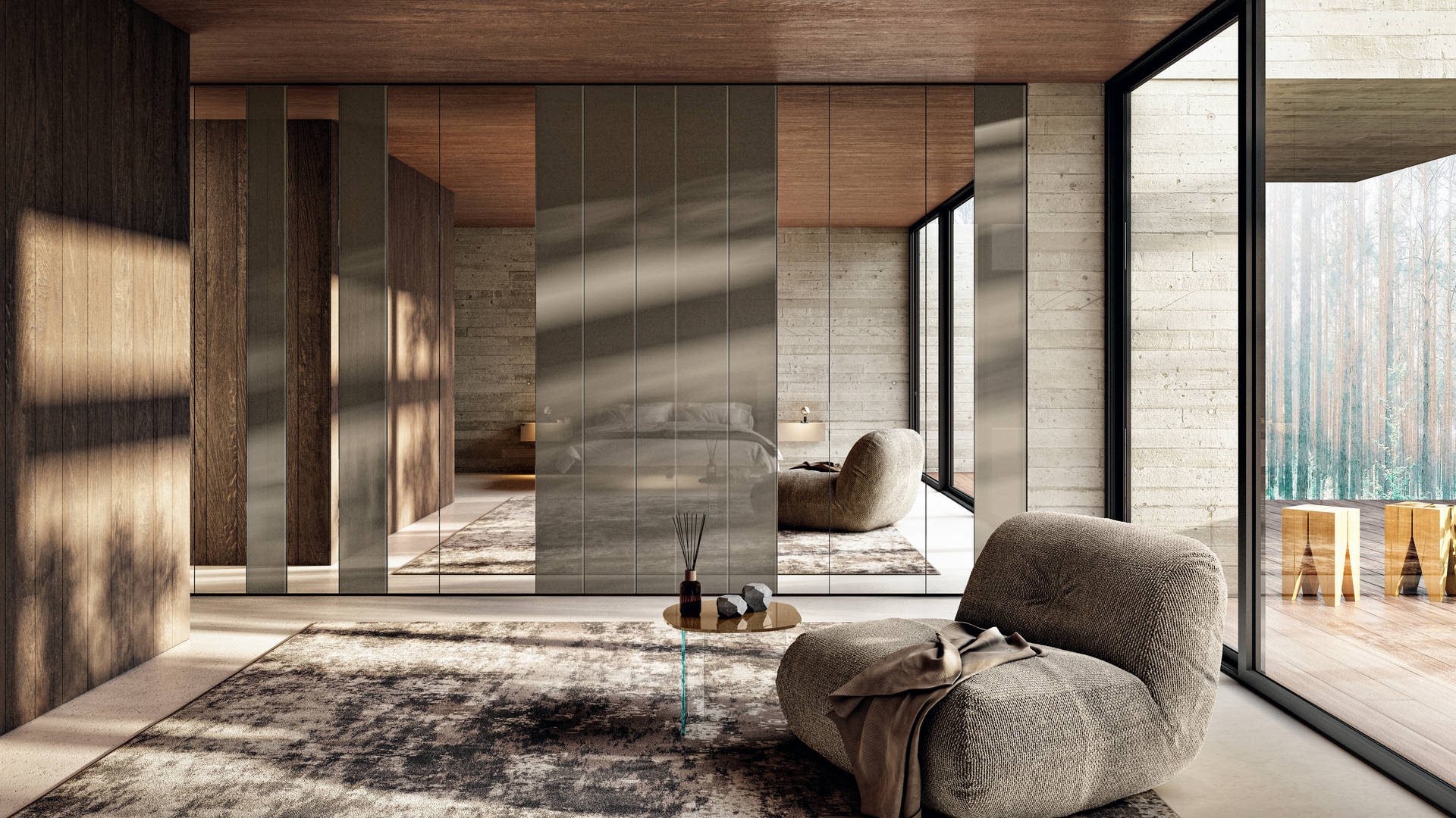 armoire en verre avec portes en miroir | Armoire N.O.W. | LAGO armoire en verre avec portes en miroir | Armoire N.O.W. | LAGO