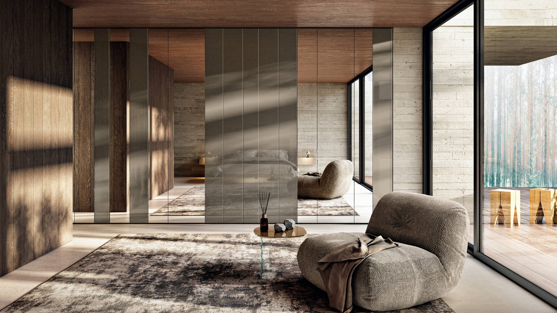 armoire en verre avec portes en miroir | Armoire N.O.W. | LAGO armoire en verre avec portes en miroir | Armoire N.O.W. | LAGO