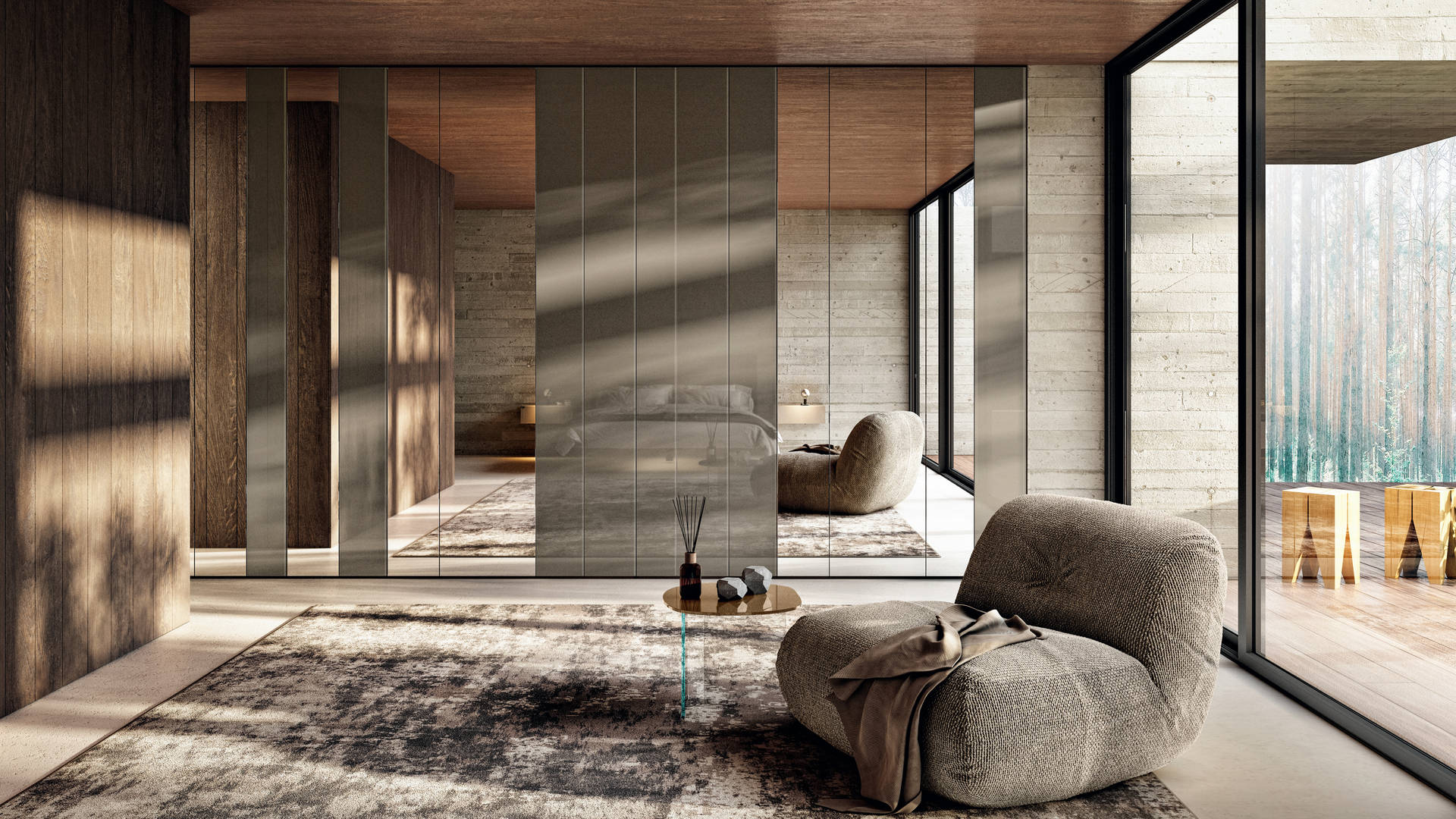 armoire en verre avec portes en miroir | Armoire N.O.W. | LAGO armoire en verre avec portes en miroir | Armoire N.O.W. | LAGO