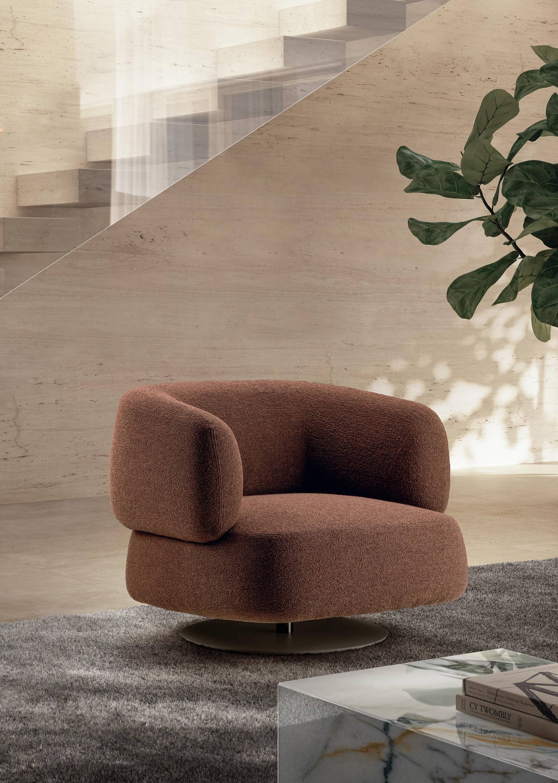 living room swivel armchair | Zeppelin Armchair | LAGO