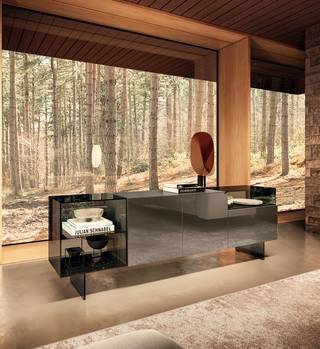 suspended glass sideboard | Sideboard 36e8 Glass | LAGO