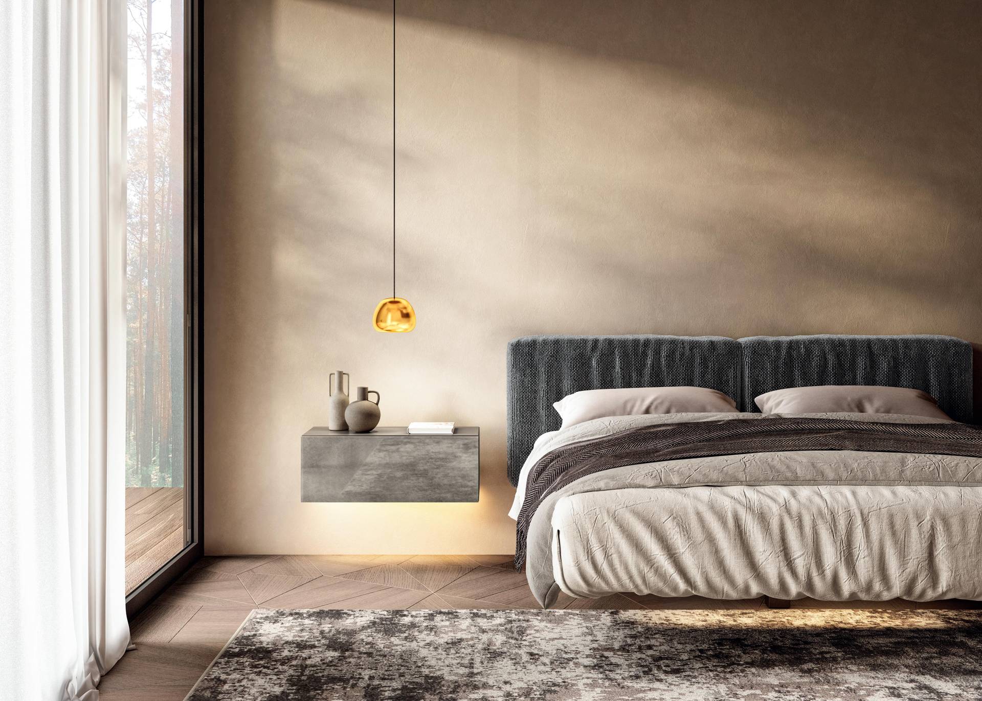 grey suspended modern bedside table | 36e8 Bedside Table | LAGO grey suspended modern bedside table | 36e8 Bedside Table | LAGO