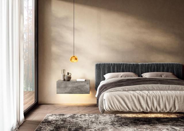 grey suspended modern bedside table | 36e8 Bedside Table | LAGO
