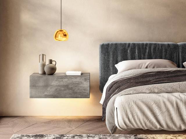grey suspended modern bedside table | 36e8 Bedside Table | LAGO