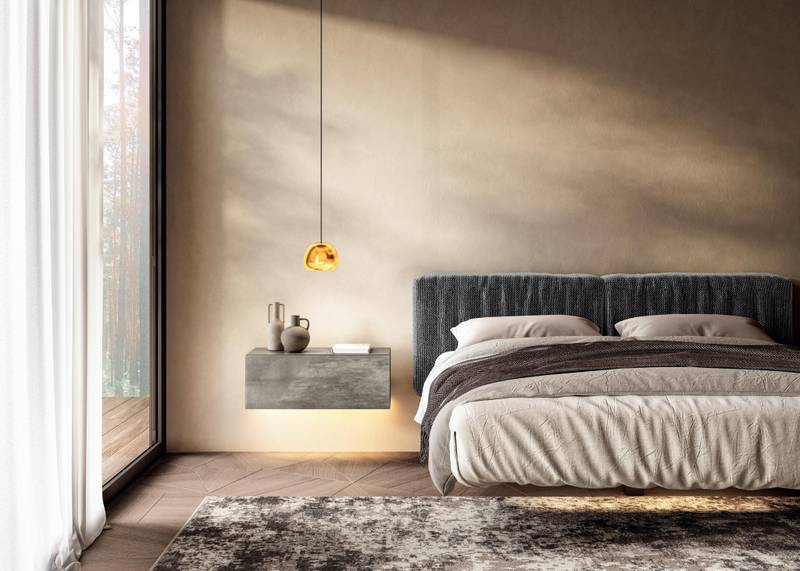comodino moderno grigio sospeso | Comodino 36e8 | LAGO