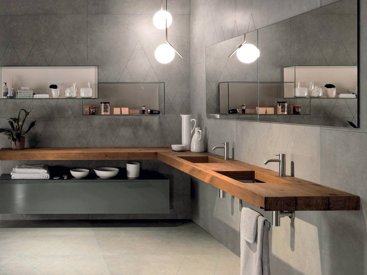 lavabo a parete in legno chiaro | Lavabo Depth | LAGO