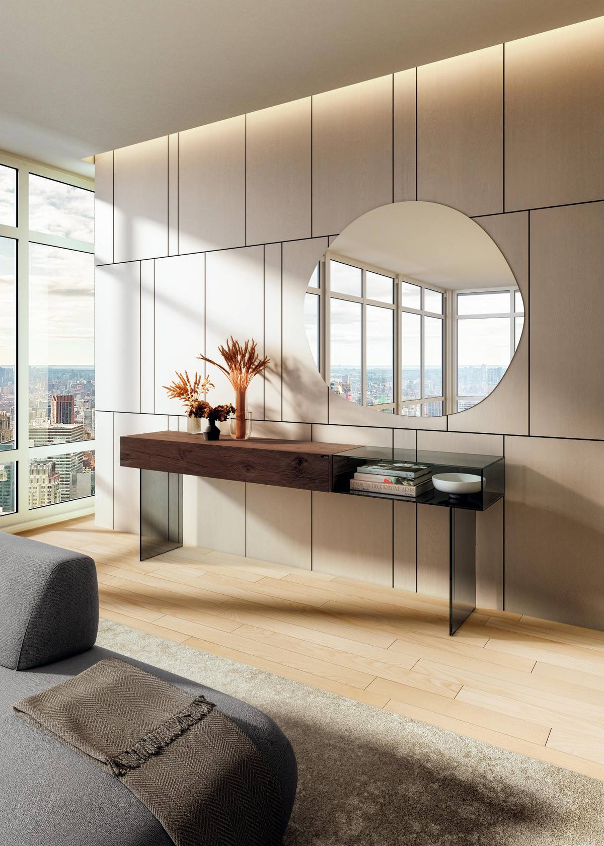 miroir moderne avec pupitre | Console 36e8 Glass | LAGO