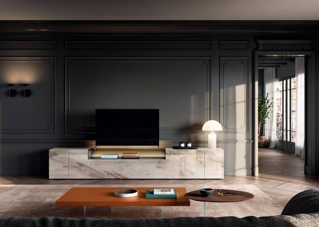 mobile tv marmo xglass  chiaro | Mobile Tv 36e8 Glass | LAGO