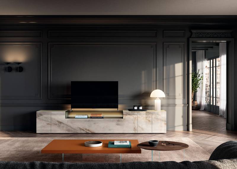 mobile tv marmo xglass  chiaro | Mobile Tv 36e8 Glass | LAGO