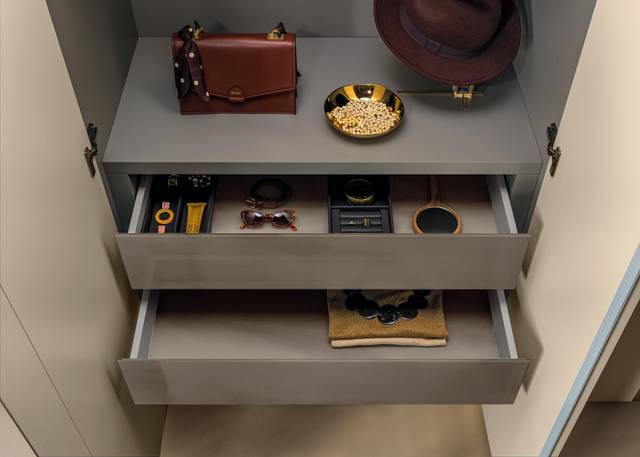 detail of internal wardrobe drawers | Groove Wardrobe | LAGO
