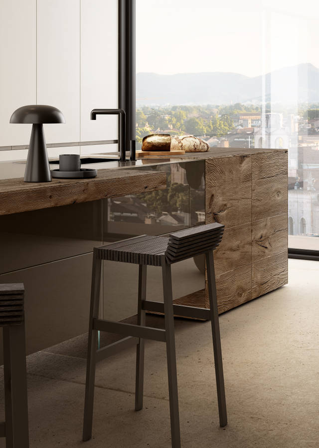 isola cucina moderna legno e vetro marrone | Cucina 36e8 | LAGO isola cucina moderna legno e vetro marrone | Cucina 36e8 | LAGO