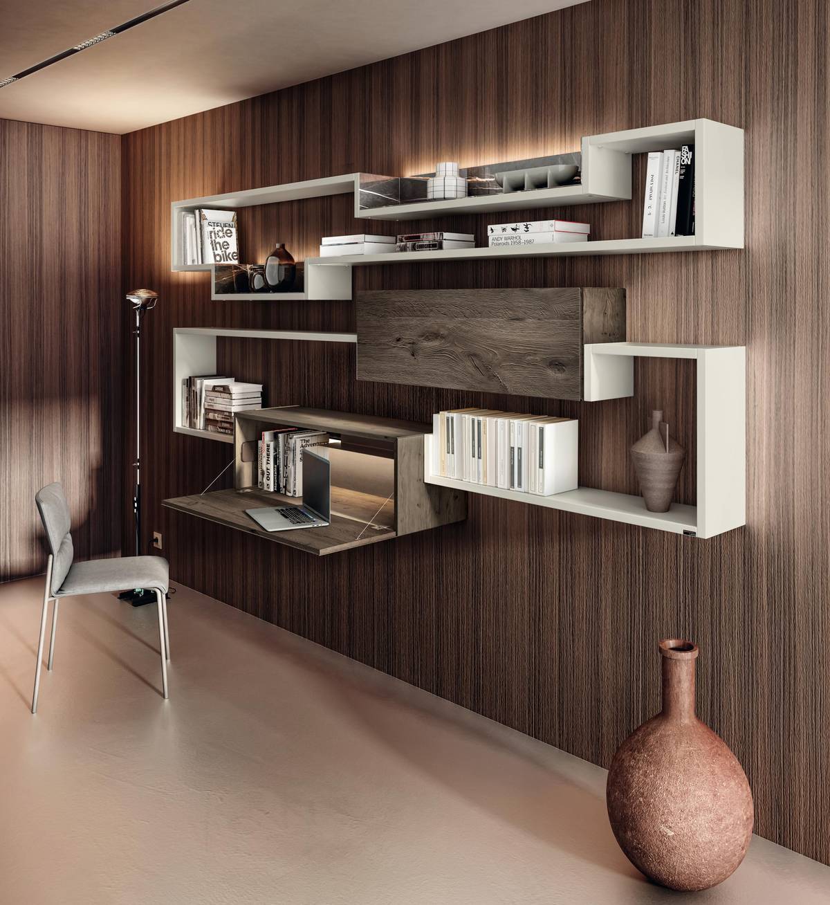 librería de pared con escritorio| Home Office | LAGO librería de pared con escritorio| Home Office | LAGO