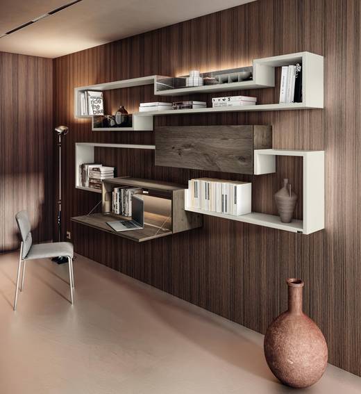 wall-mounted bookcase with desk | Home Office | LAGO