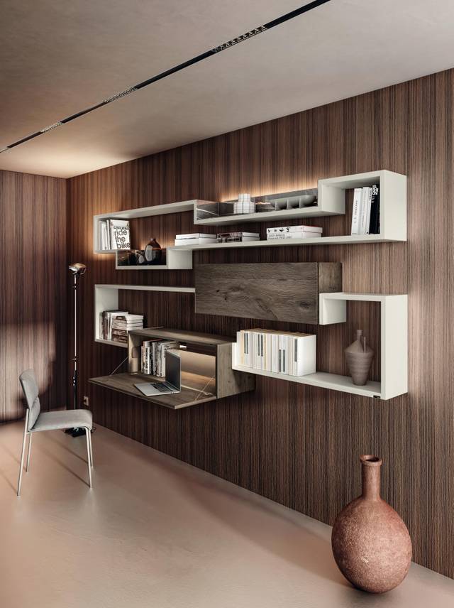 librería de pared con escritorio| Home Office | LAGO librería de pared con escritorio| Home Office | LAGO