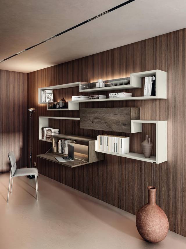 wall-mounted bookcase with desk | Home Office | LAGO