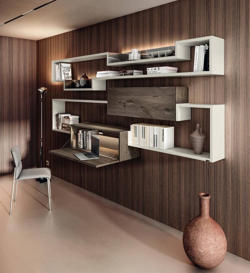 libreria a parete con scrittoio | Home Office | LAGO