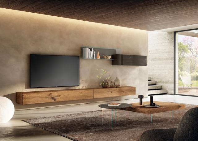 moderno sistema de pared de madera con vitrinas | Pared Equipada 36e8 | LAGO moderno sistema de pared de madera con vitrinas | Pared Equipada 36e8 | LAGO