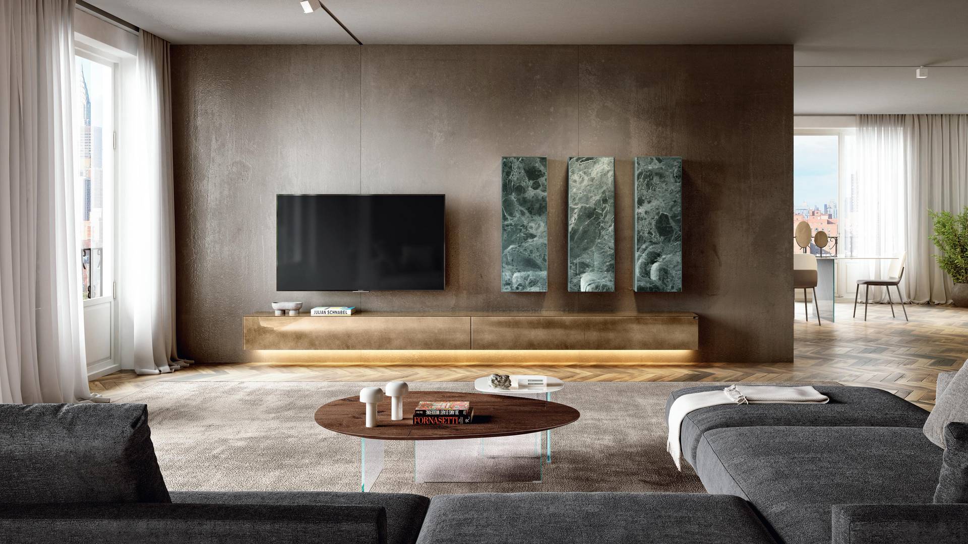 parete attrezzata tv per soggiorno moderno | Parete Attrezzata Materia | LAGO