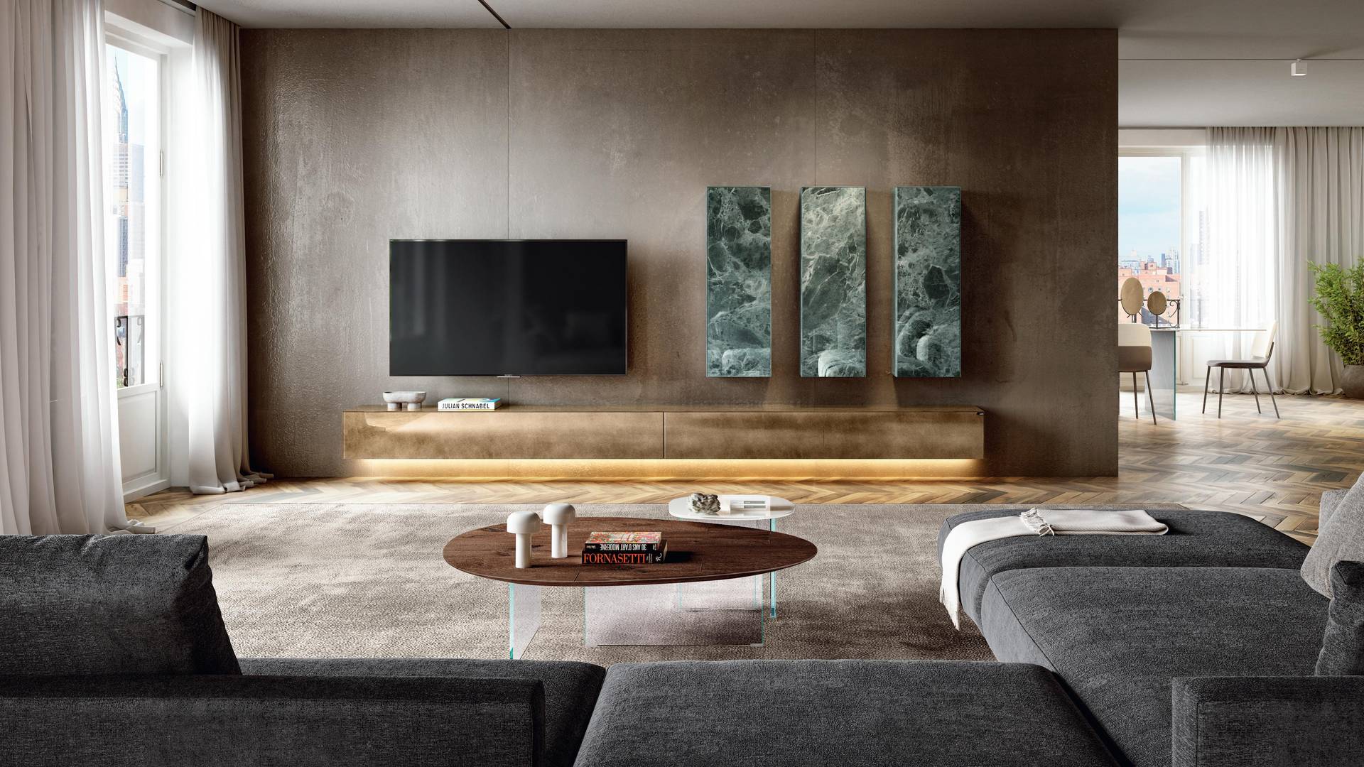 parete attrezzata tv per soggiorno moderno | Parete Attrezzata Materia | LAGO