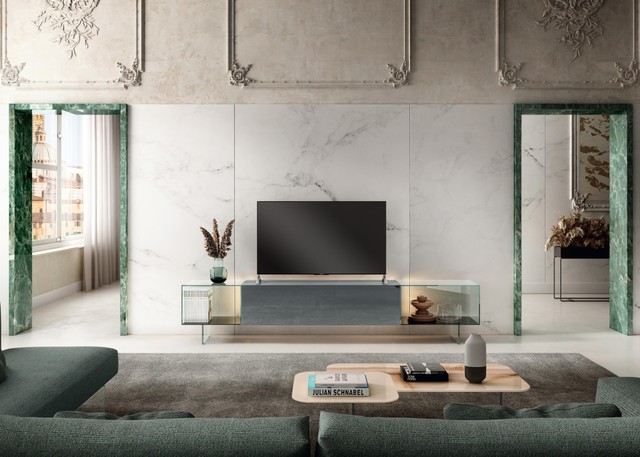 mobile tv moderno elegante in vetro trasparente | Mobile TV 36e8 Glass | LAGO