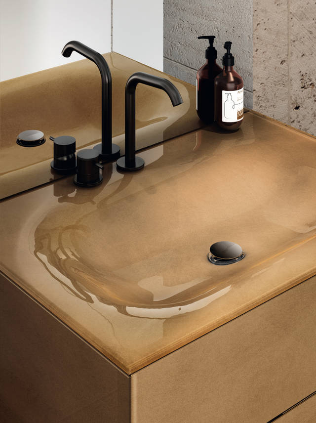 gold washbasin unit with storage drawers | 36e8 Basin | LAGO