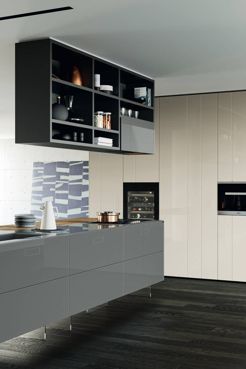 modular kitchen with ceiling wall unit | 36e8 Kitchen | LAGO