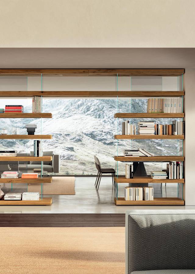 wooden double-sided partition bookcase | Air Bookshelf | LAGO