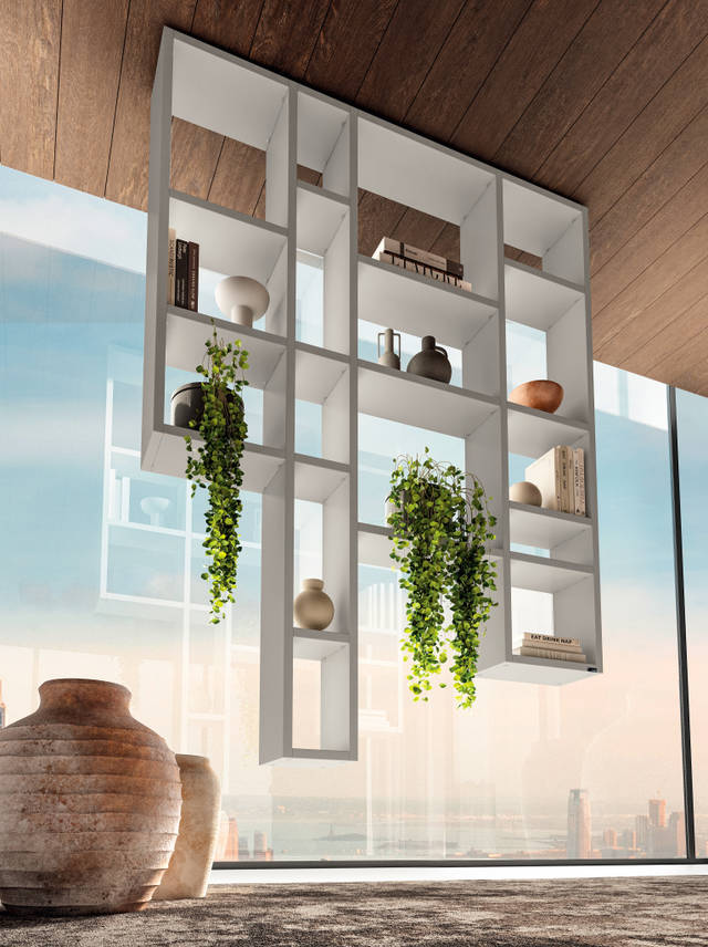 white suspended ceiling bookshelf | 30mm Weightless  Bookshelf | LAGO