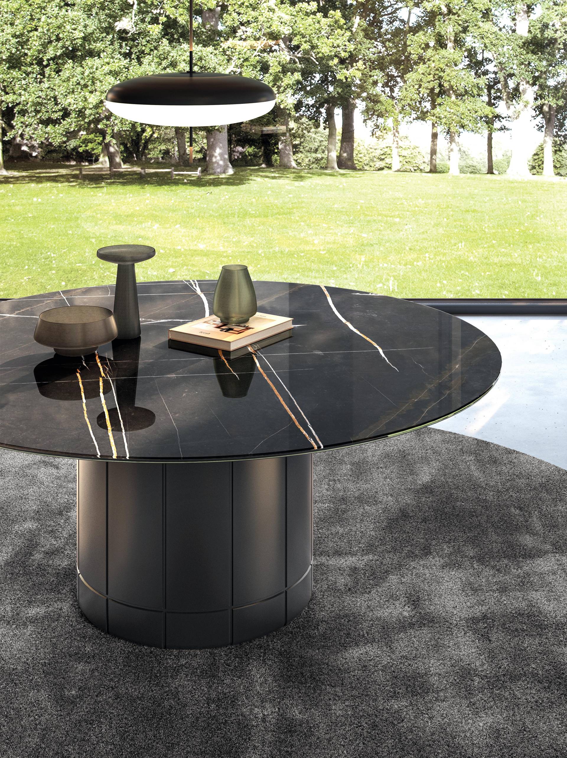 table ronde avec plateau en verre | Table Alberoni | LAGO table ronde avec plateau en verre | Table Alberoni | LAGO