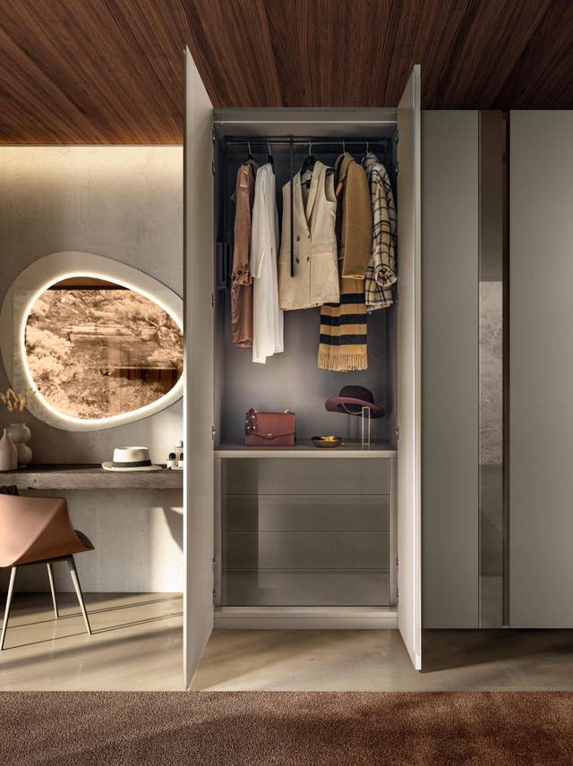 modern wardrobe with hinged doors | Groove Wardrobe | LAGO