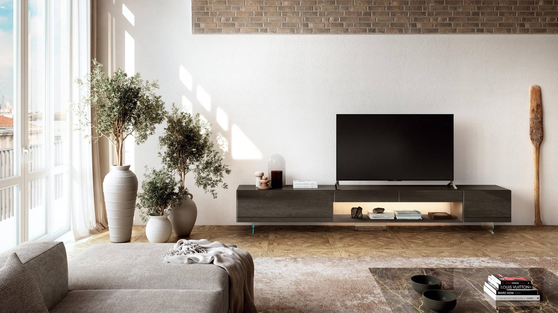 Sala de estar con mueble de televisión | Mueble de TV 36e8 | LAGO