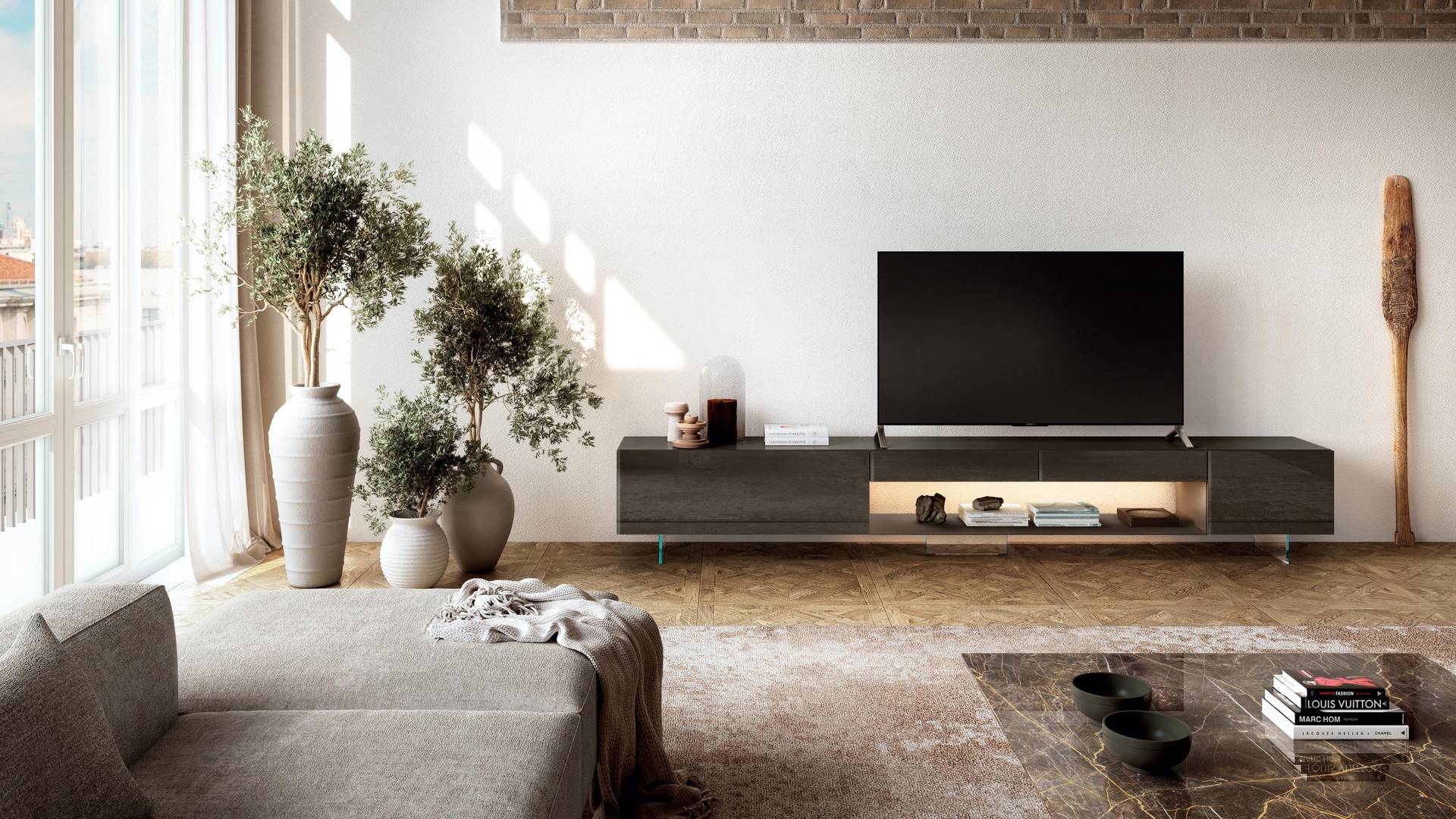 Sala de estar con mueble de televisión | Mueble de TV 36e8 | LAGO