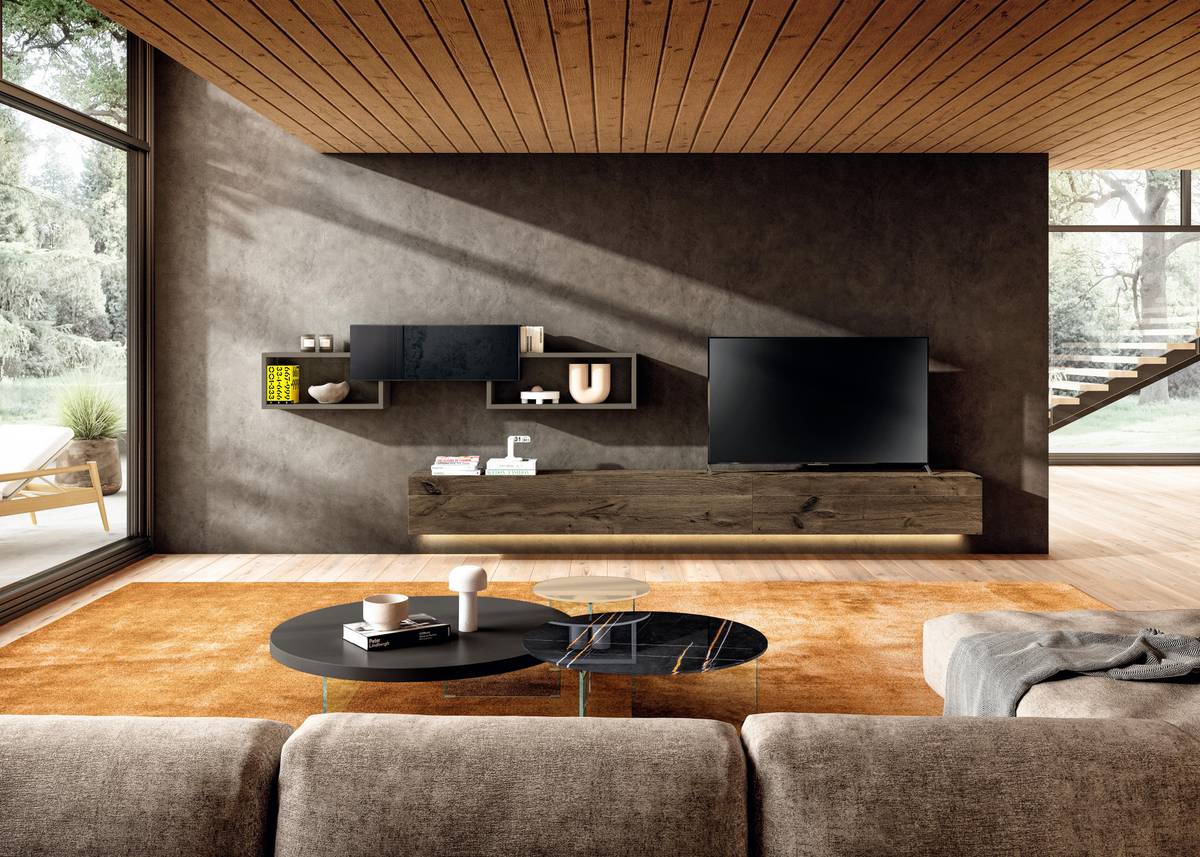 customised wall unit with TV unit | LagoLinea Wall Unit | LAGO