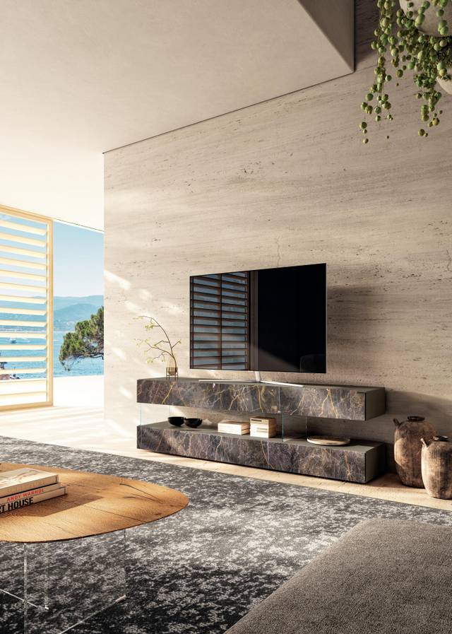 designer TV unit Marble xglass | TV Unit Air | LAGO