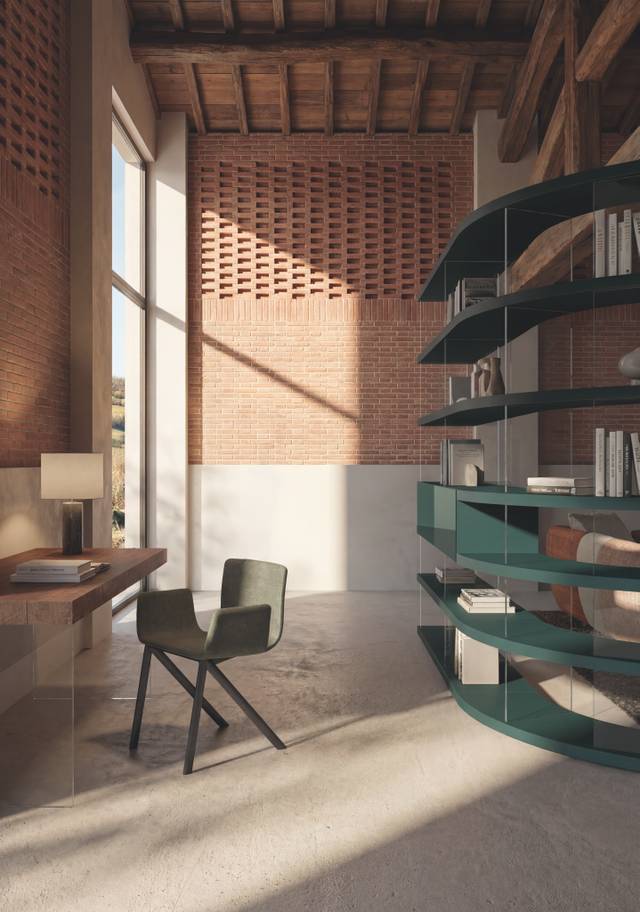 Estantería verde curvada | Librería Air Roundy | LAGO