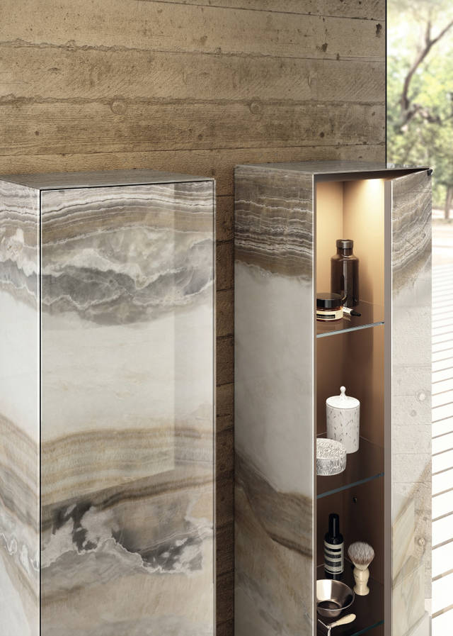 meubles hauts en verre pour salle de bain | Lavabo Depth | LAGO