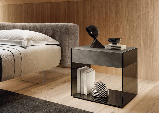 table de nuit design en verre gris | Table de Chevet Upglass | LAGO