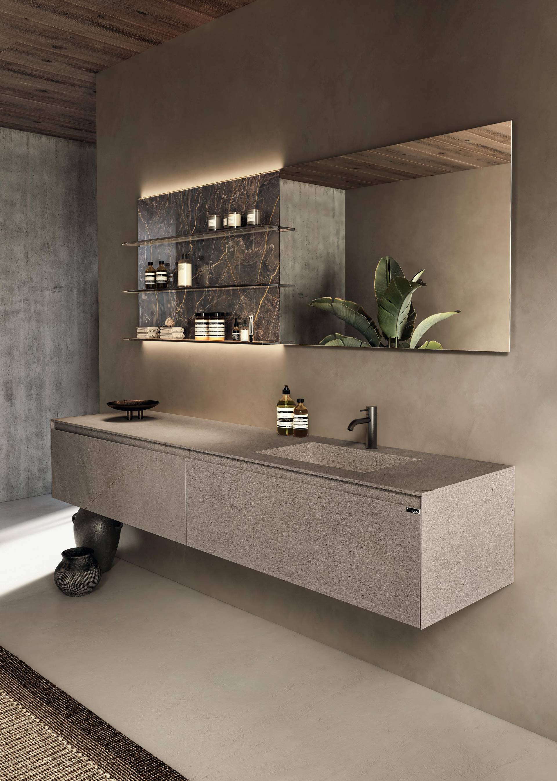 wall-mounted cabinet with washbasin | Klif Basin | LAGO