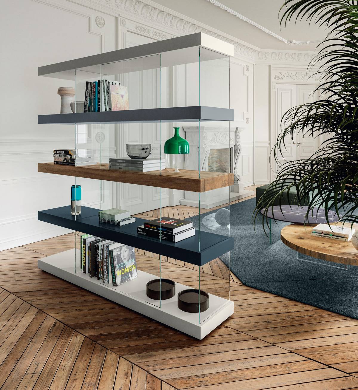 blu double-sided bookcase | Air Bookshelf | LAGO blu double-sided bookcase | Air Bookshelf | LAGO