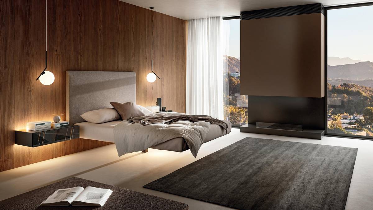 letto con testiera verticale in tessuto | Letto Fluttua | LAGO letto con testiera verticale in tessuto | Letto Fluttua | LAGO