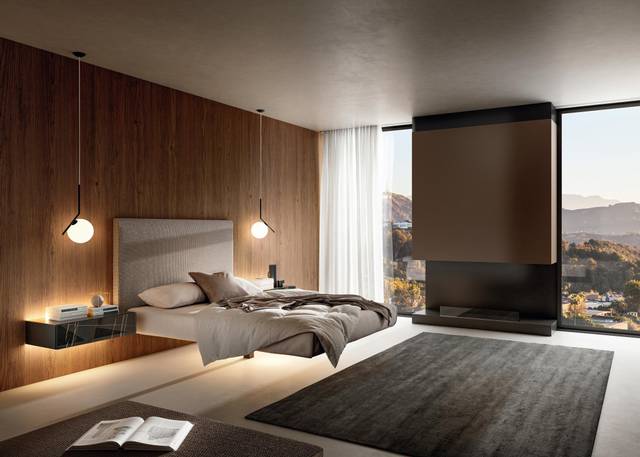 letto con testiera verticale in tessuto | Letto Fluttua | LAGO