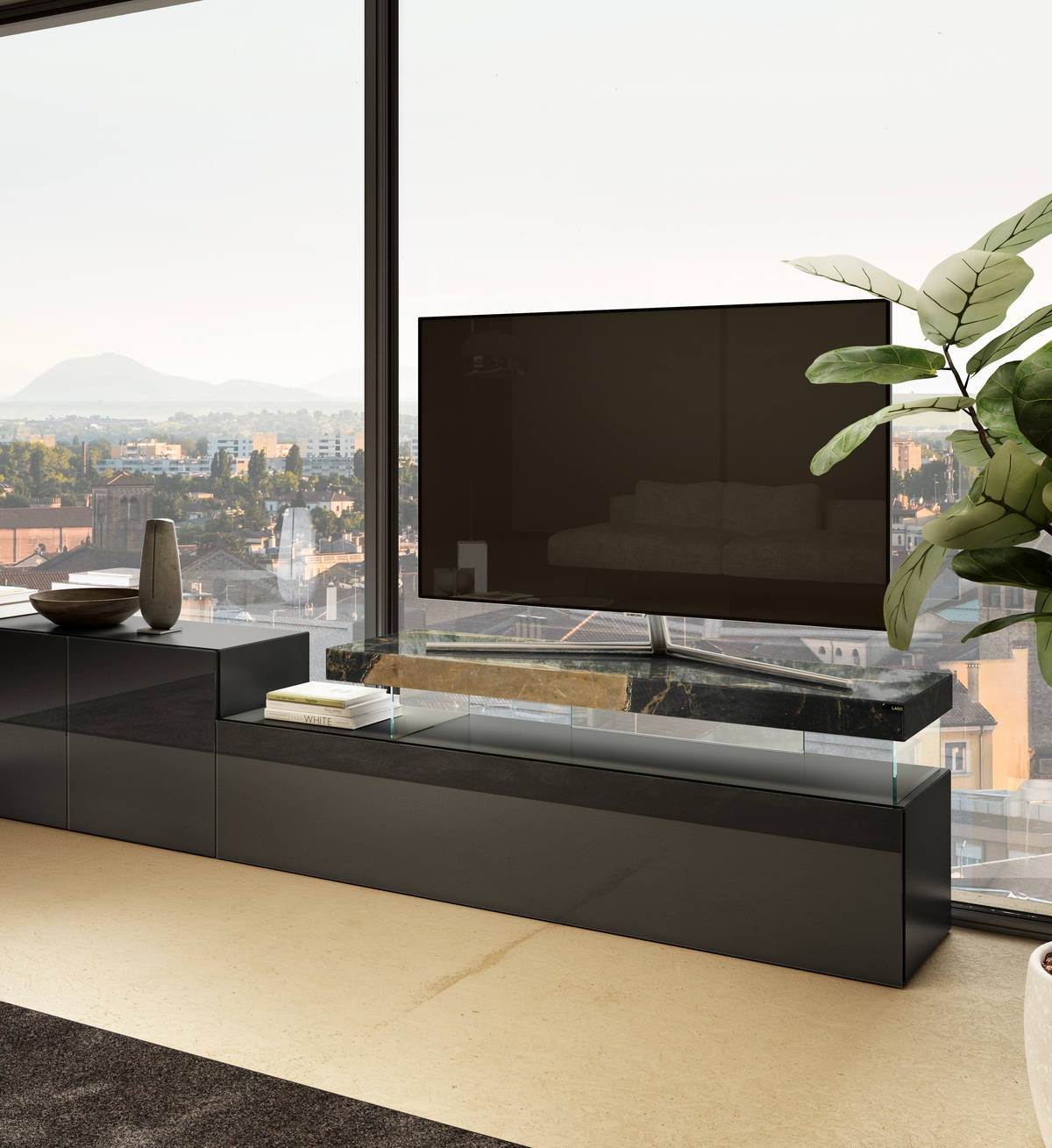 mueble TV de diseño con estante colgante | Mueble TV | LAGO mueble TV de diseño con estante colgante | Mueble TV | LAGO