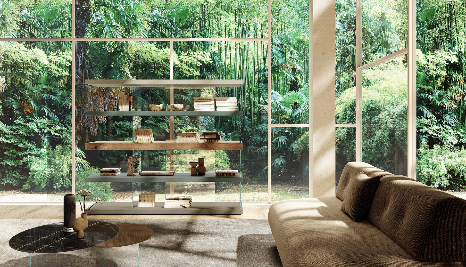 bookcase with wooden shelves for modern living room | Air Bookcase | LAGO bookcase with wooden shelves for modern living room | Air Bookcase | LAGO