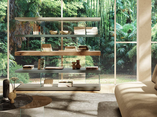 bibliothèque avec étagères en bois pour salon moderne | Bibliothèque Air | LAGO bibliothèque avec étagères en bois pour salon moderne | Bibliothèque Air | LAGO