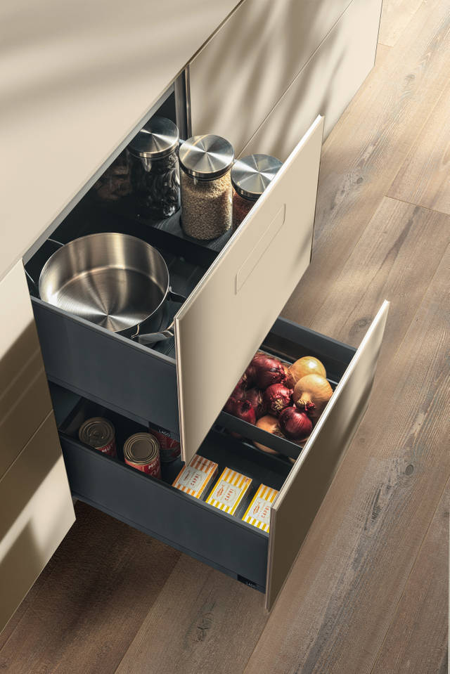 drawers with invisible handle for kitchen | N.O.W. Kitchen | LAGO