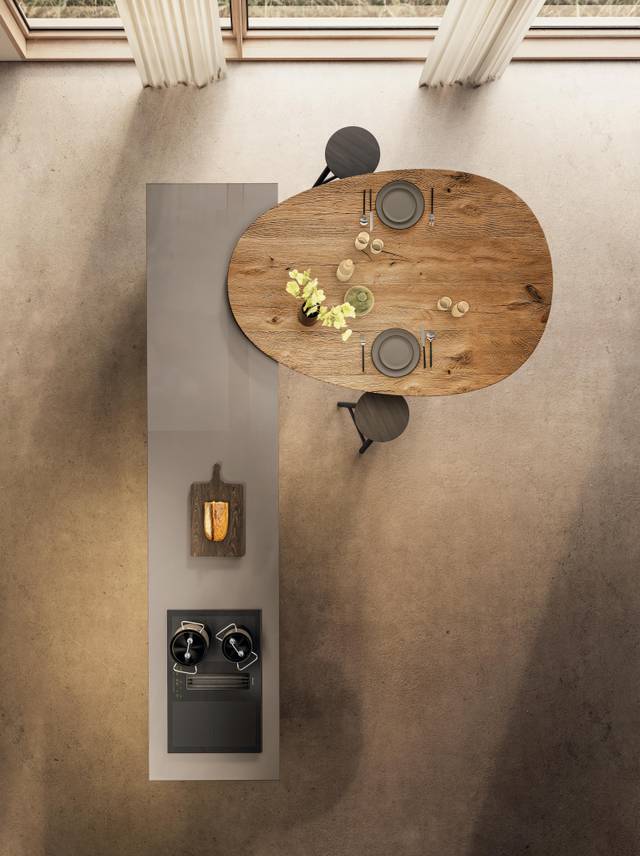 isola marrone cucina con piano snack in legno | Cucina N.O.W. | LAGO isola marrone cucina con piano snack in legno | Cucina N.O.W. | LAGO