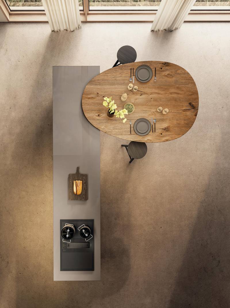 îlot de cuisine marron avec plan de travail en bois | Cuisine N.O.W. | LAGO îlot de cuisine marron avec plan de travail en bois | Cuisine N.O.W. | LAGO